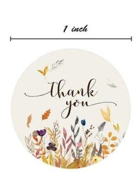 Boho Floral Thank You Stickers – 1 Inch Small Business Packaging Seals